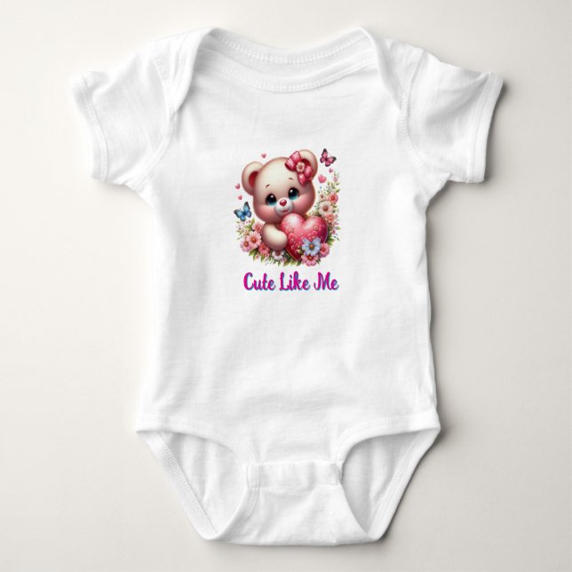 Cute Like Me Bear Baby Clothes Baby Bodysuit (Front)