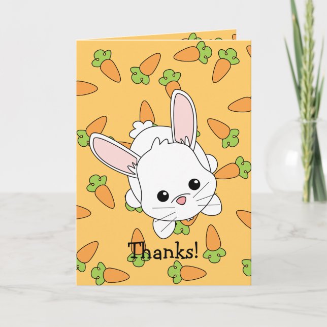 Cute Lil' Bunny - Customized Letterpress Thank You Card (Front)