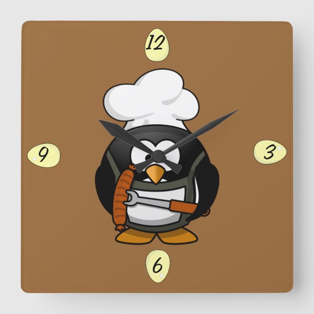 Cute lil Chef Penguin - Clock (Front)