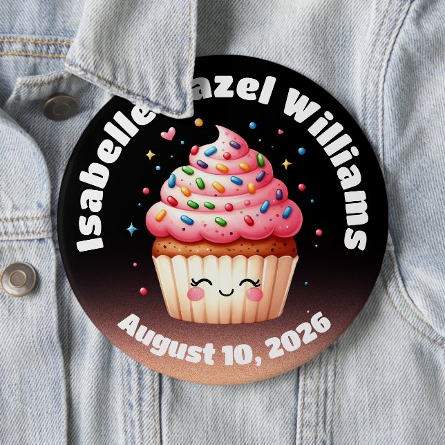 Cute L'il Cupcake Candy Sprinkles Baby Shower Button (In Situ)
