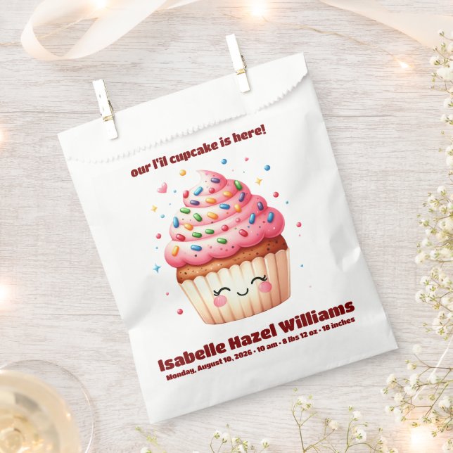 Cute L'il Cupcake Candy Sprinkles Baby Shower Favor Bag (Clipped)