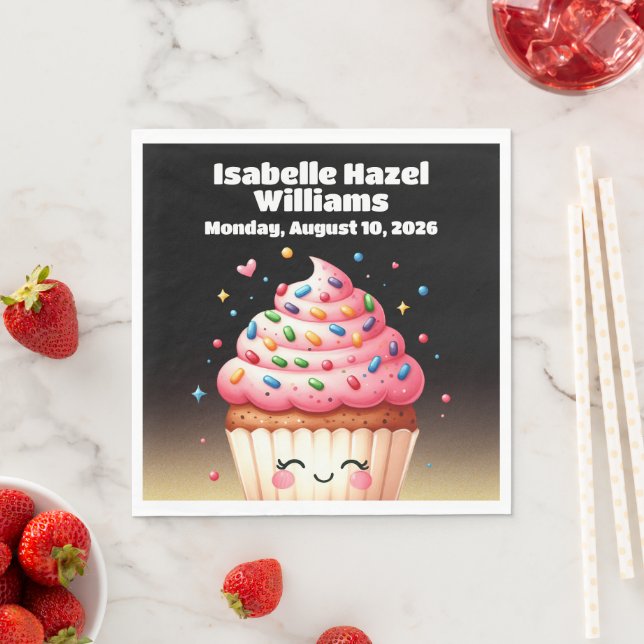 Cute L'il Cupcake Candy Sprinkles Baby Shower Napkins (Insitu)