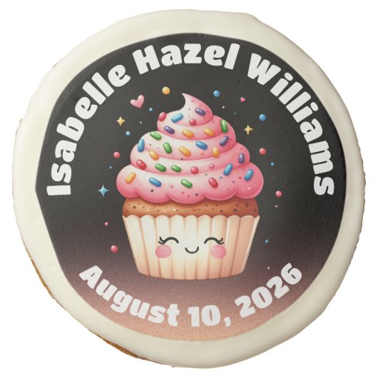 Cute L'il Cupcake Candy Sprinkles Baby Shower Sugar Cookie (Front)