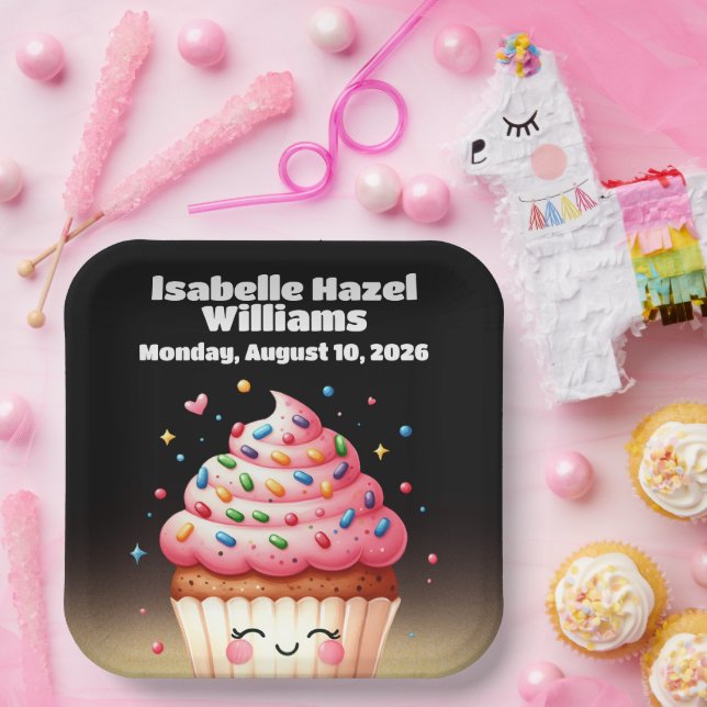 Cute L'il Cupcake Sprinkles Baby Shower Paper Plates (Party)
