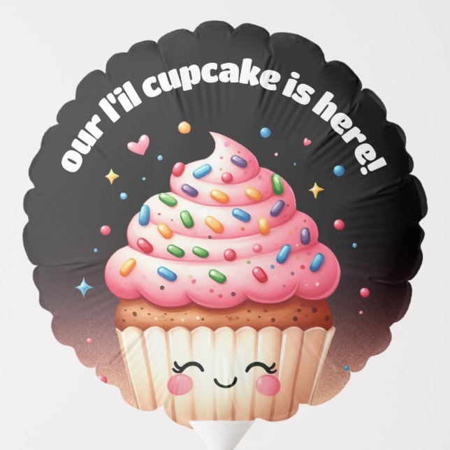 Cute L'il Cupcake Sprinkles Baby Shower Welcome Balloon (Back)