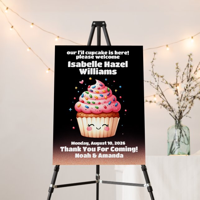Cute L'il Cupcake Sprinkles Baby Shower Welcome Foam Board (In Situ (Stand))