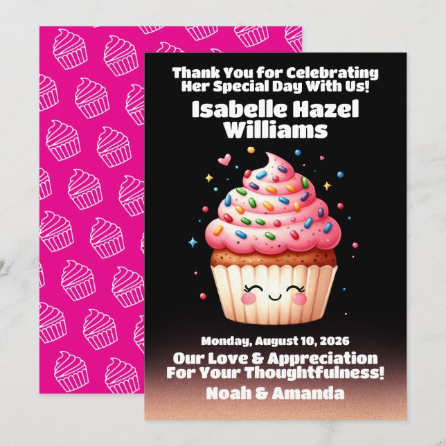Cute L'il Cupcake Sprinkles Baby Shower Welcome Invitation (Front/Back)
