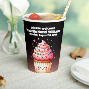 Cute L'il Cupcake Sprinkles Baby Shower Welcome Paper Cups