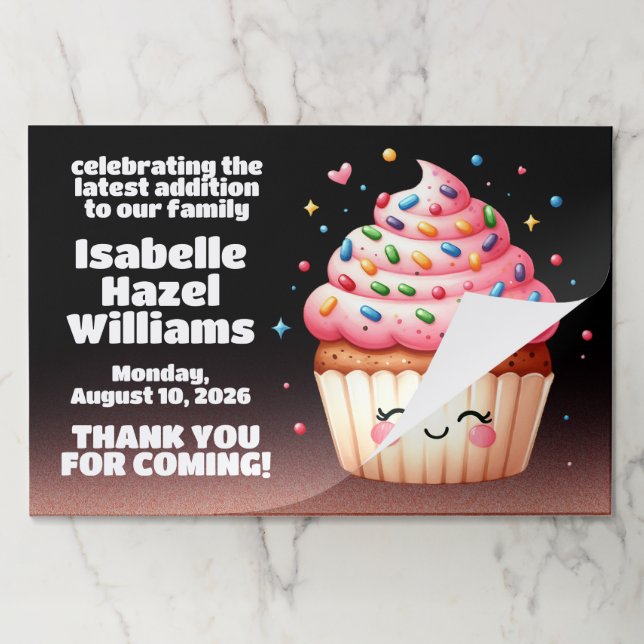Cute L'il Cupcake Sprinkles Baby Shower Welcome Paper Pad (Folded)