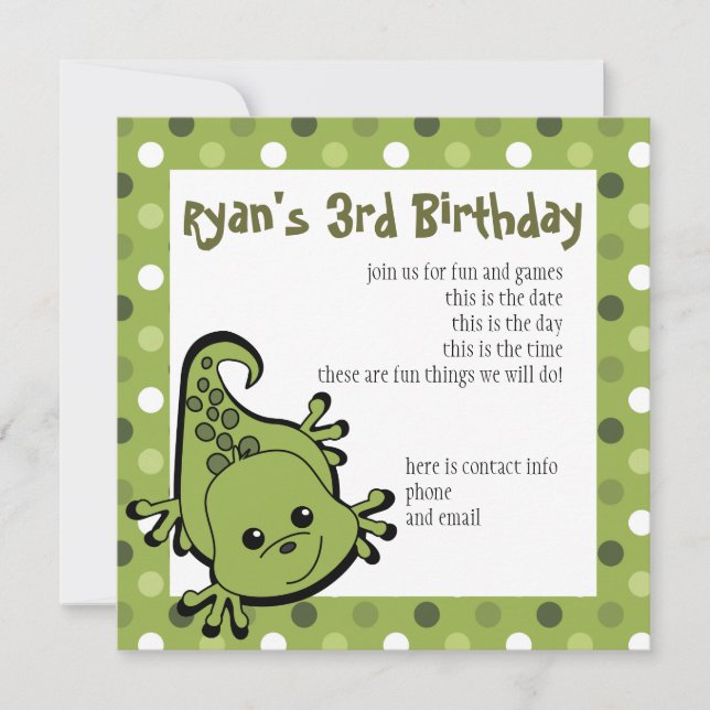 Cute Lil' Lizard Invitation (Front)