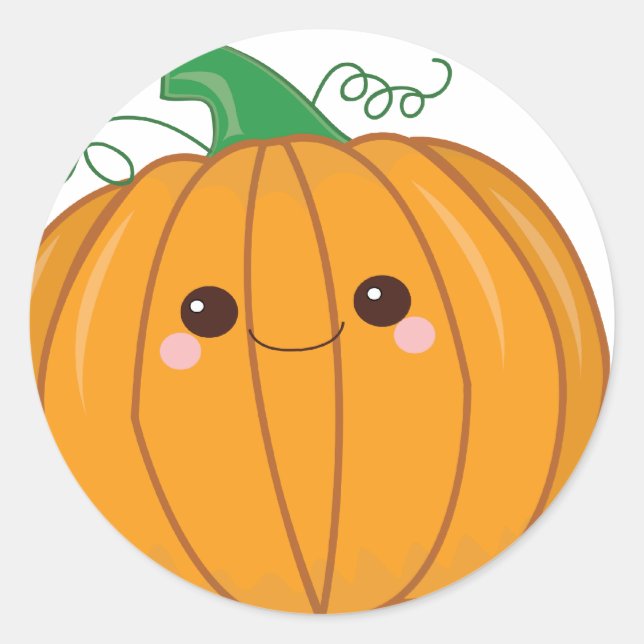 Cute Lil Pumpkin Classic Round Sticker (Front)