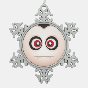 Cute Lil' Vampire Halloween Emoji Snowflake Pewter Christmas Ornament