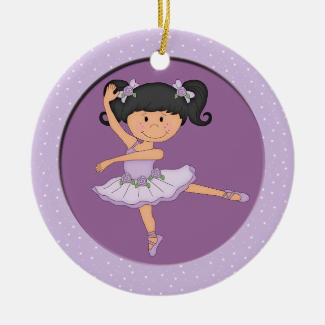 Cute Lilac Ballerina 1 Ballet Star Ceramic Ornament (Front)