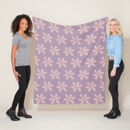 Cute Lilac Big Flower Pattern Fleece Blanket