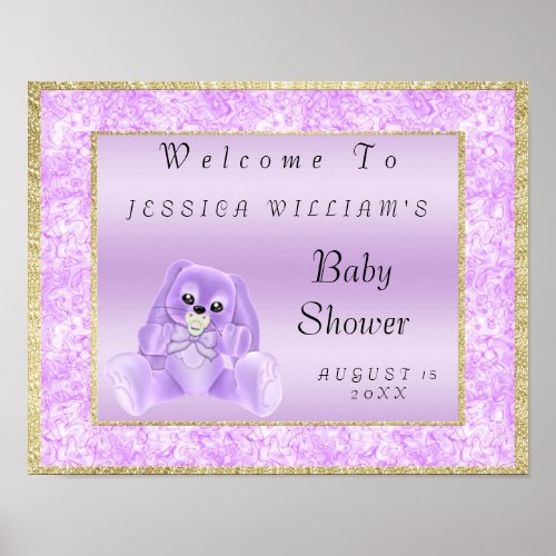 Cute Lilac Bunny Welcome Poster