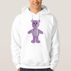 Cute Lilac Cartoon Teddy Bear Hoodie