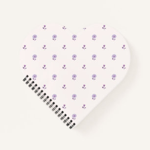 Cute Lilac Ditsy Blossom Heart Shaped Notebook