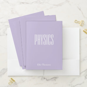 Cute Lilac Personalized School Subject Physics Pocket Folder