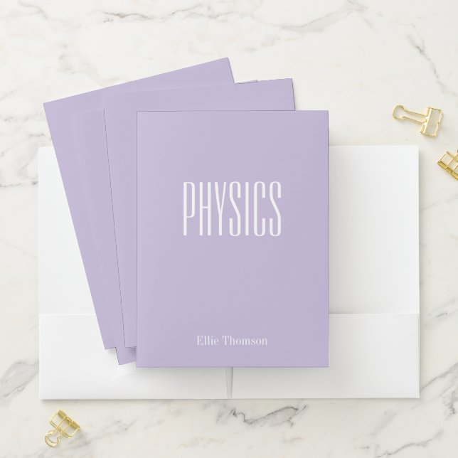 Cute Lilac Personalized School Subject Physics Pocket Folder (In Situ)