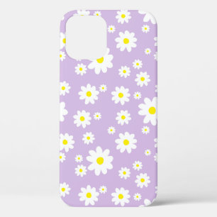 Cute Lilac Purple Daisy Flower Pattern Spring iPhone 12 Case