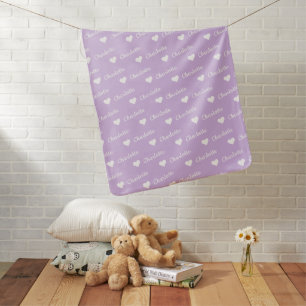 Cute Lilac Repeating Name Script With Heart Baby Blanket