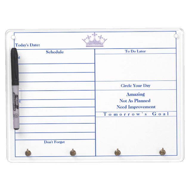 Cute Lilac Royal Crown To Do Dry Erase Board (Front)