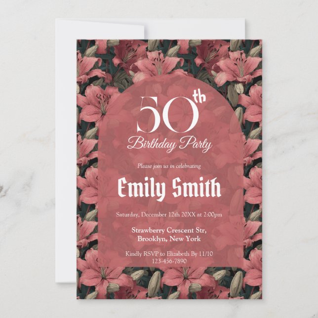 Cute Lilies Aesthetic Birthday Celebration Invitation (Front)