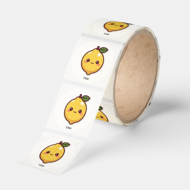 Cute Lime Avocado Cartoon Sticker (Roll)