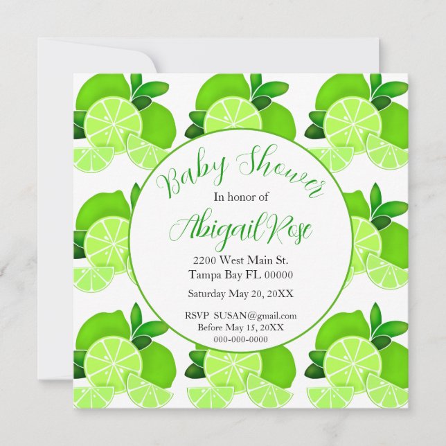 Cute lime citrus Baby Shower  Invitation (Front)