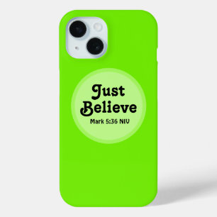 Cute Lime Green Believe Bible Verse Miracle Faith iPhone 15 Case