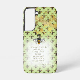 Cute Lime Green Gold Bee Matrix Faith Queen Bee Samsung Galaxy S22 Case