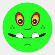 Cute Lime Green Monster Face w/ an Underbite