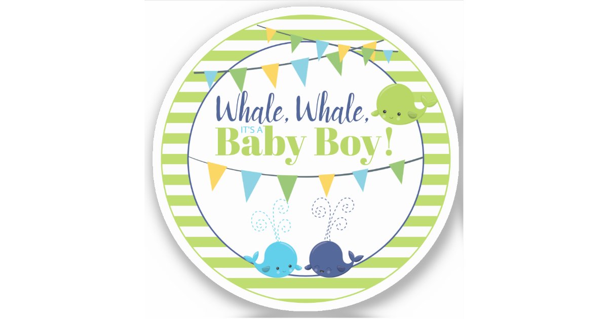 Cute Lime Green Whale Baby Shower For Baby Boy Sticker Zazzle