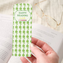 Cute Lime Pattern Happy Reading Bookmark