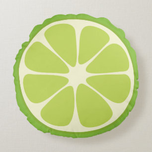 Cute Lime Slice Citrus Fruit Funny Foodie Fun Round Pillow