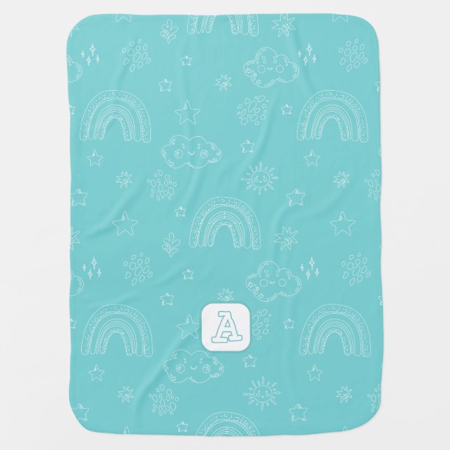 Cute Limpet Blue Rainbow Weather Baby Blanket (Front)
