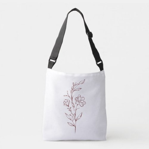 Cute line art flower  crossbody bag