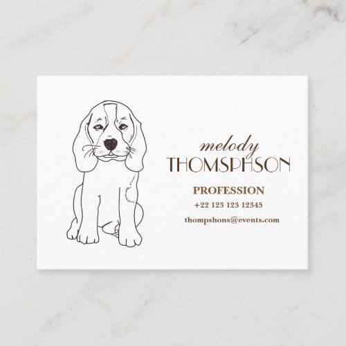 Cute Linear Dog Drawing Custom Business Card