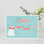 Cute Lingerie Aqua Pink Coral Shower Invitation (Standing Front)