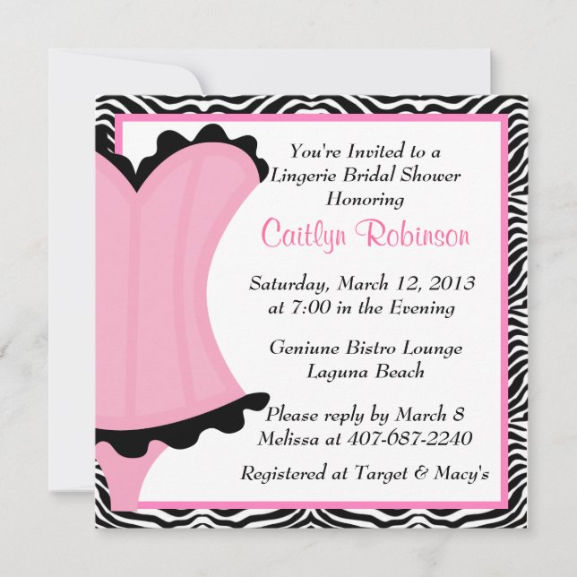 Cute Lingerie Bridal Shower Invitation (Front)