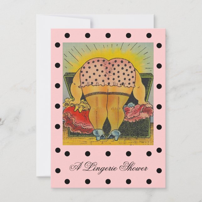 Cute Lingerie Bridal Shower Polka Dot Invitations (Front)