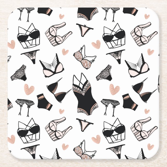 Cute Lingerie Paper Coasters (Front)