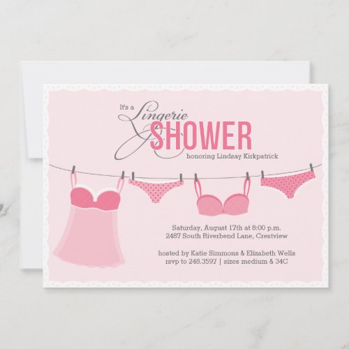 Cute Lingerie Shower Pink Blush Invitation