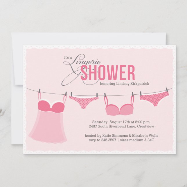 Cute Lingerie Shower Pink Blush Invitation (Front)
