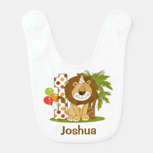 Cute Lion 1st Birthday Baby Bib