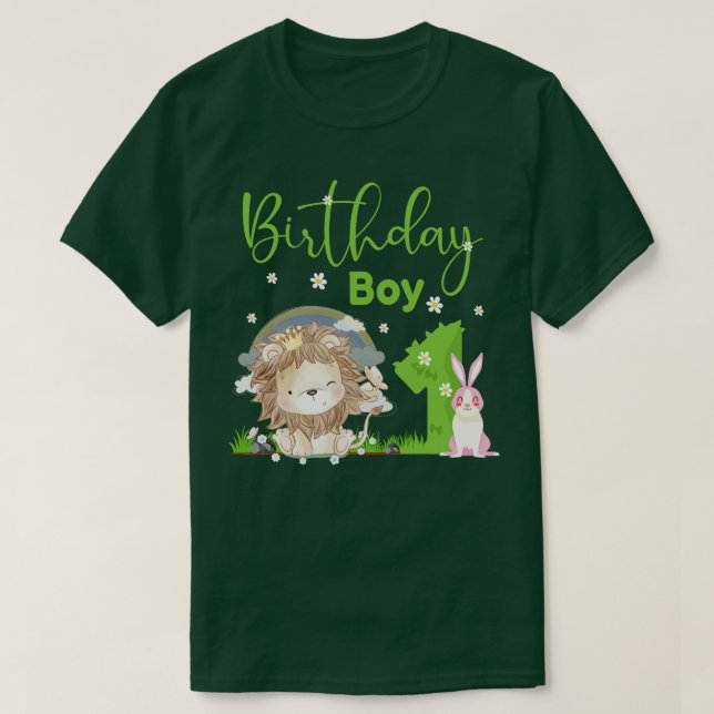 Cute Lion 1st Birthday Boy T-Shirt (Design Front)