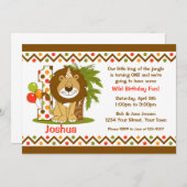 Cute Lion 1st Birthday Invitation (Front/Back)