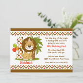 Cute Lion 1st Birthday Invitation (Standing Front)