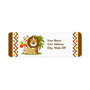 Cute Lion 1st Birthday Label
