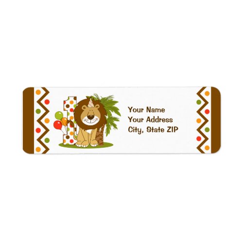 Cute Lion 1st Birthday Label